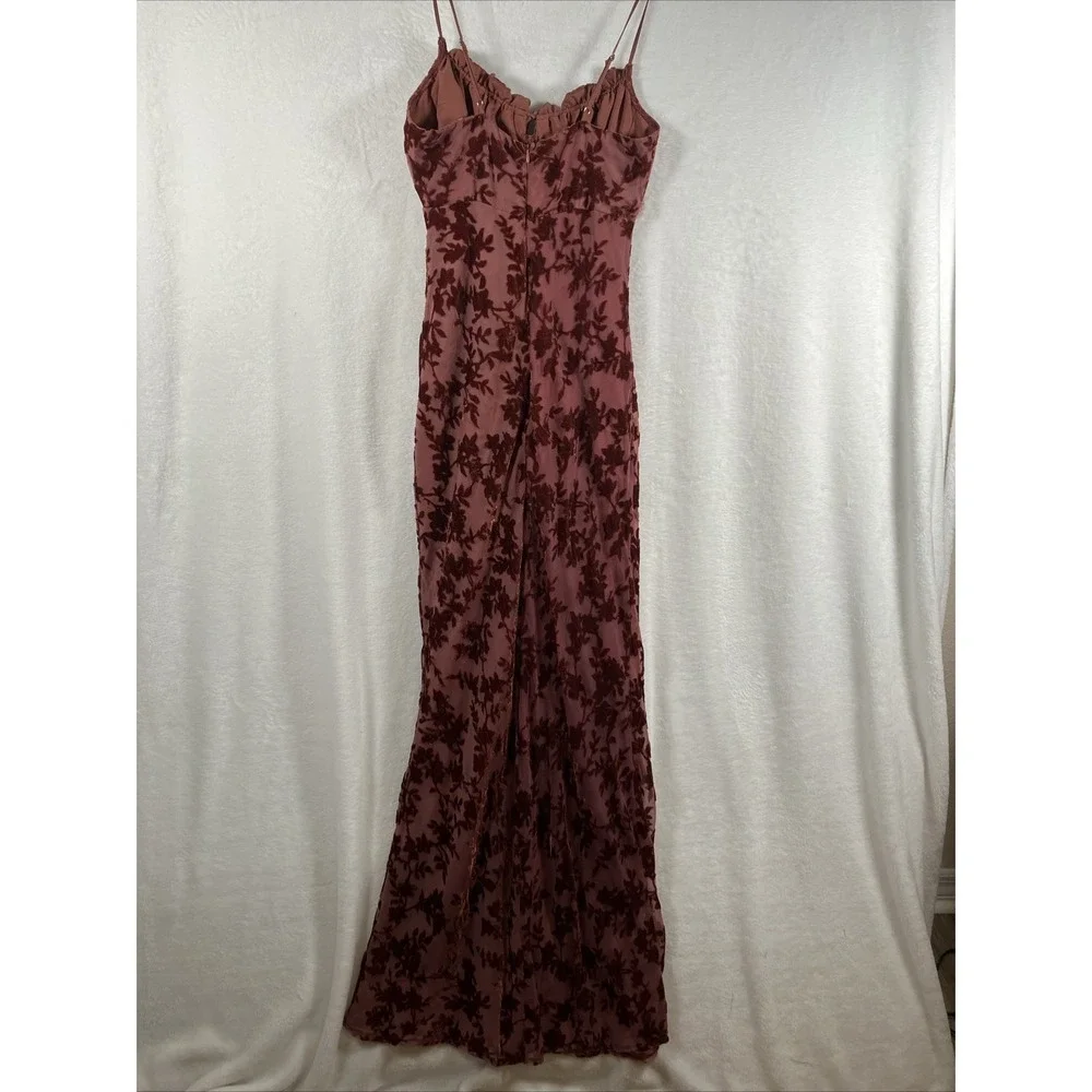 Rare London Velvet Burnout Maxi Dress Tie Front Bodycon Evening Gown 4 New - Picture 9 of 16